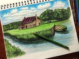 how to draw a landscape in wood colors drawing art landscape how to draw drawings art landscape