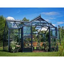 Serre Orangery Anthracite En Verre Trempe 15 2m Juliana Serre Jardin Chalet De Jardin Maison Verte