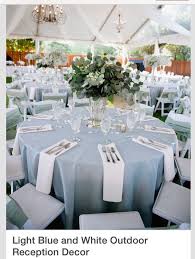 Light Blue And White Reception Centerpieces Of Baby S Breath And Eucalyptus Blue Wedding Decorations Pastel Blue Wedding Blue Themed Wedding