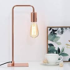 Rose Gold Table Lamp Edison Bedside Lamps For Reading Nightstand Dressers Small Metal Desk Lamp For Dorm Room Bedroom In 2020 Lamp Metal Desk Lamps Desk Lamp