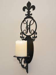 Product titlegsm fleur de lis wall decor. Fleur De Lis Sconce Candle Holder With Last Name Letter Candle Holders