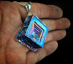Bismuth Crystal And Stainless Steel Necklace, Unique Pendant With Stainless  Steel Chain, Iridescent Jewelry, Custom Color Choice - Etsy