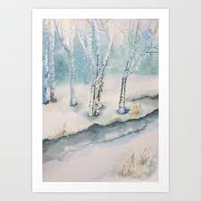 Birch tree wall art bigtoysalgarve com. Birches Painting Vermont Painting Original Art Winter Landscape Watercolor Birch Tree Wall Art Winter Snow Forest Brook 10x7 Small Artwork Art Collectibles Painting Commentfer Fr