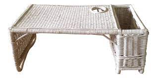Lovely vintage white wicker breakfast in bed tray lap tray shabby chic glamour. Vintage White Wicker Bed Tray Chairish