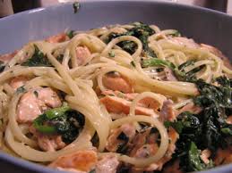 Pan Seared Salmon With Pasta And Spinach Cream Sauce The Paupered Chef