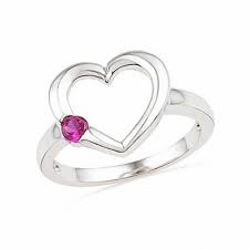 Lab Created Ruby Heart Ring In Sterling Silver