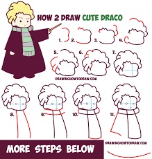 How To Draw Cute Draco Malfoy From Harry Potter Chibi Kawaii Easy Step By Step Drawing Tutorial Art Harry Potter Dessin Harry Potter Et Tutoriel Dessin