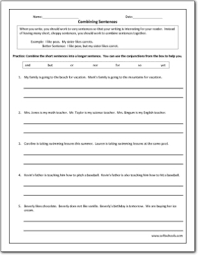English as a second language (esl) grade/level: Combining Sentences Worksheet