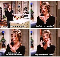 rachel is the cute blonde guy delivering tonight very abercrombie fitch joey you hung up on the pizza place friends tv friends tv show friends scenes
