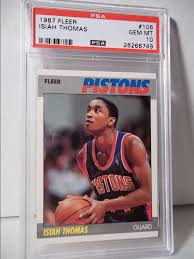 Isaiah thomas rookie cards have sold for anywhere from one cent to $2,000 depending on the brand and condition. 1987 Fleer Isiah Thomas Psa Gem Mint 10 Basketball Card 106 Nba Collectible Detroitpistons Basketball Cards Isiah Thomas Cards