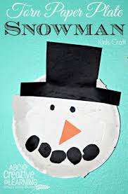 Torn Paper Plate Snowman Kids Craft Simply Today Life Winter Crafts For Kids Crafts For Kids Winter Theme Preschool
