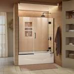 VIGO Orion 60-in to 61-in W Frameless Matte Black Hinged