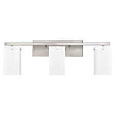 29 W Brushed Nickel Vanity Light With Frosted Acrylic Shades Startex