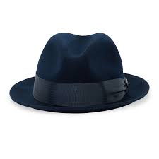 Sugar Blues Navy Classic Brim Fedora Hat Front View Mens Hats Fashion Mens Accessories Mens Fashion
