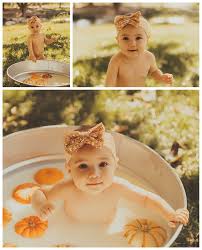 Baby boy in a milk bath. Olivia Pumpkin Milk Bath Las Vegas Child Photographer Abbie Fox Photography