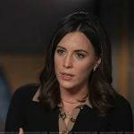 WornOnTV: Liz Kreutz's black contrast trim knit dress