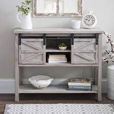 Slide Into Country Chic Style With This Console Table Farmhouse Console Table Barn Door Console Farmhouse Furniture