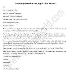Invitation Letter For Visa Application Sample Template