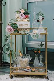 Bar Carts A Little Gold Paint Goes A Long Way In Transforming This Bar Cart Into Something Beautiful We Love T Wedding Bar Cart Bar Cart Decor Gold Bar Cart