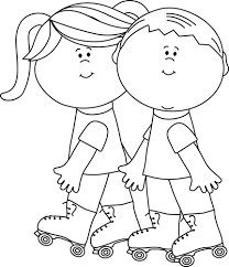 Black And White Picture Of Children Playing Black And White Kids Roller Skating Roller Skating Pictures Skating Pictures Easy Drawings