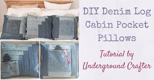 Grab one of your 1.25 strips, and line up your center triangle along one long edge, about 1 from the end. Diy Denim Log Cabin Pocket Pillows Underground Crafter