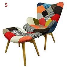 Emmiline Armchair Togheter Stool Patched Patchwork Multi Colour Patched Orange Patchwork Chair Statement Chairs Occasional Chairs