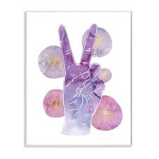 15 diy wall decor ideas to instantly upgrade any blank space. Stupell Home Decor Purple Watercolor Peace Hand Sign With Abstract Shapes Wall Art