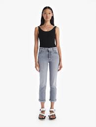 The Scrapper Cuff Ankle Fray Shadows In The Grass Mother Denim