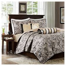 Black And Gold California King Comforter Set Black Gold Wellington Jacquard Quilt Set King California King 6pc Luxury Comforter Sets Complete Bedding Set Comforter Sets