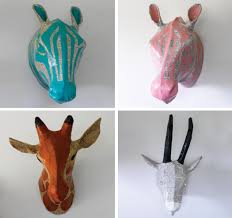 Hand marbled paper combed pattern in tans ~ berretti marbled arts. Giraffe Paper Mache Mask