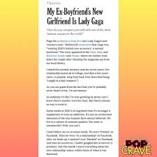 Less of us, however, have had to deal with the news that their ex's new spouse happens to also be one of the most famous women in the world. Pop Crave On Twitter Lindsay Crouse A Senior Staff Editor For The Nytimes Opinion Page Wrote An Article About What It Was Like To Discover That Ladygaga Dating Her Ex Boyfriend Michael Polansky