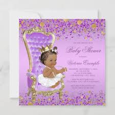 Purple Gold Ethnic Princess Baby Shower Invitation Zazzle Com