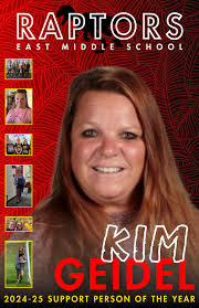 Congratulations to our 2024-2025 Support Person of the Year, Kim Geidel.  Thank you Kim for your unwavering dedication and the countless ways you  support EMS students and staff every day.