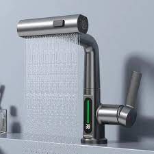 NovaCascade Luxury Smart Waterfall Faucet with Temperature Display - Grey Technologies