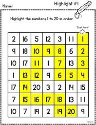 Numbers 1 20 Highlight It Kindergarten Learning Preschool Math Math For Kids