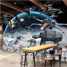 3d Star Wars Cartoon Wall Mural Battle Scene Wallpaper For Home Or Business Star Wars Mural Mural Wallpaper Kids Room Wallpaper
