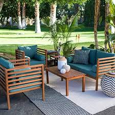Patio Conversation Set 4 Seating Small Outdoor Furniture Kit Of Natural Wood For Porch Deck Conversation Set Patio Small Outdoor Furniture Outdoor Furniture