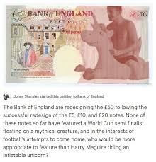 Harry maguire, a unicorn and a petition to get them on the new £50 note. England Fans Want Defender Harry Maguire To Appear On Redesigning 50 Pound Note Sports News
