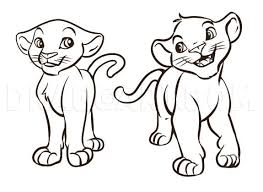 Printable coloring pages of young simba, mufasa, sarabi, nala, rafiki and pumbaa from disney's the lion king. How To Draw Simba And Nala Coloring Page Trace Drawing