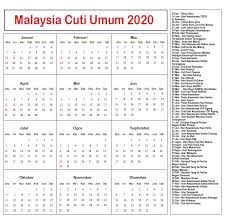 Sistem pendaftaran atas talian kpm (spatkpm). Cuti Umum Kalendar 2020 Malaysia