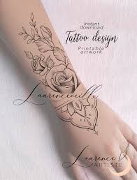 Roses Ornemental Tattoo Design Download On Etsy Laurenceveillx Paisley Tattoo Design Hand Tattoos Tattoo Designs