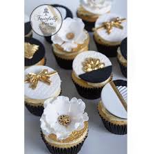 Black And Gold Cupcake Toppers Black White Gold Cupcakes 60th Birthday Cakes Black Cupcakes Gatsby Birthday Party