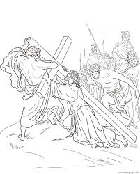 The spruce / kelly miller halloween coloring pages can be fun for younger kids, older kids, and even adults. Good Friday 5 Fifth Station Jesus Is Helped To Carry His Cross By St Coloring Pages Printable