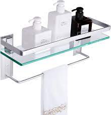 Check spelling or type a new query. Amazon Com Vdomus Tempered Glass Bathroom Shelf With Towel Bar Wall Mounted Shower Storage 15 2 By 4 5 Inches Brushed Silver Finish Everything Else