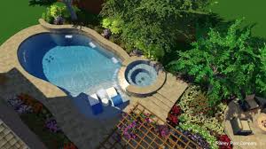 3d Pool Design Free Form With Outdoor Kitchen Fire Pit Pool Designs Pool 3d Pool