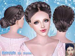 Braided Bun Hair 195 By Skysims Sims 3 Downloads Cc Caboodle Sims Hair Bun Hairstyles Wedding Hairstyles