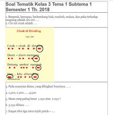 Download Bank Soal Kelas 3 Tema 1 K13 Revisi 2018 Dicariguru Com