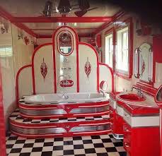 Black And White Checkered Bathroom Decor Wow Check This Red White Black Checkered Bathroom Bathroom Red Retro Home Decor Retro Bathrooms