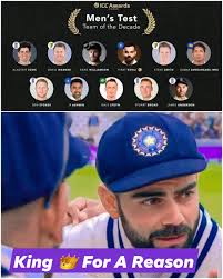 Virat Kohli's achievements as captain of the ICC Test Team of the Decade