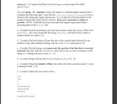 Which option is used with grep command for. Question 7 14 Marks Total Place The Following In Chegg Com